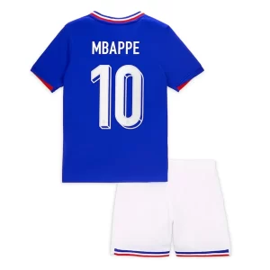 Kids Frankrijk EK 2024 Voetbalshirts 2024/25 Kylian Mbappe #10 Thuisshirt Korte Mouw (+ Korte broeken)