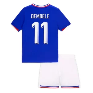 Kids Frankrijk EK 2024 Voetbalshirts 2024/25 Ousmane Dembele #11 Thuisshirt Korte Mouw (+ Korte broeken)