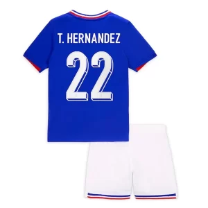 Kids Frankrijk EK 2024 Voetbalshirts 2024/25 Theo Hernandez #22 Thuisshirt Korte Mouw (+ Korte broeken)