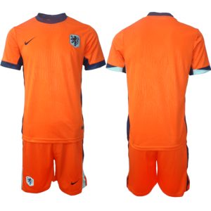 Nederland EK 2024 Voetbalshirts 2024/25 Thuisshirt Korte Mouw (+ Korte broeken)