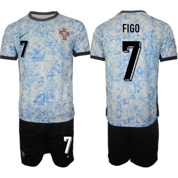 Portugal EK 2024 Voetbalshirts 2024/25 Luis Figo #7 Uitshirt Korte Mouw (+ Korte broeken)
