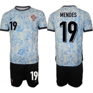 Portugal EK 2024 Voetbalshirts 2024/25 Nuno Mendes #19 Uitshirt Korte Mouw (+ Korte broeken)