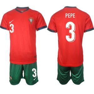 Portugal EK 2024 Voetbalshirts 2024/25 Pepe #3 Thuisshirt Korte Mouw (+ Korte broeken)