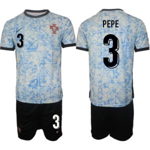 Portugal EK 2024 Voetbalshirts 2024/25 Pepe #3 Uitshirt Korte Mouw (+ Korte broeken)