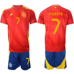 Spanje EK 2024 Voetbalshirts 2024/25 Alvaro Morata #7 Thuisshirt Korte Mouw (+ Korte broeken) Online Kopen