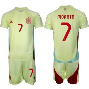 Spanje EK 2024 Voetbalshirts 2024/25 Alvaro Morata #7 Uitshirt Korte Mouw (+ Korte broeken) Online Kopen