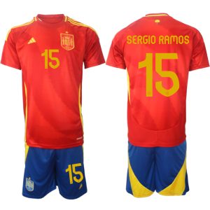 Spanje EK 2024 Voetbalshirts 2024/25 Sergio Ramos #15 Thuisshirt Korte Mouw (+ Korte broeken) Online Kopen