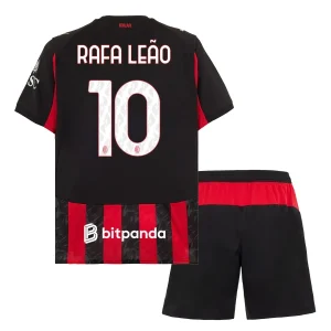 AC Milan Kinderen Thuistenue 2025/26 Rafael Leão 10 Korte Mouwen en Broekje