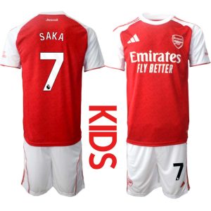Arsenal Kinderen Thuistenue 2025/26 Bukayo Saka 7 Korte Mouwen en Broekje