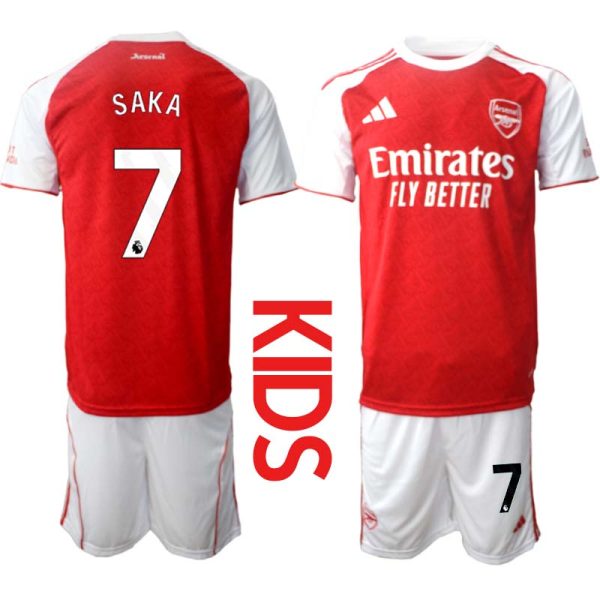 Arsenal Kinderen Thuistenue 2025/26 Bukayo Saka 7 Korte Mouwen en Broekje