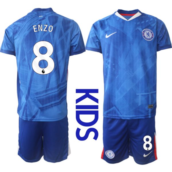 Chelsea FC Kinderen Thuistenue 2025/26 Enzo Fernandez 8 Korte Mouwen en Broekje