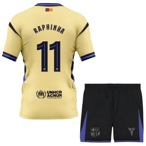 FC Barcelona Kinderen Uittenue 2025/26 Raphinha 11 Korte Mouwen en Broekje
