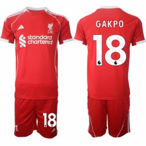Liverpool Heren Thuistenue 2025/26 Cody Gakpo 18 Korte Mouwen en Shorts