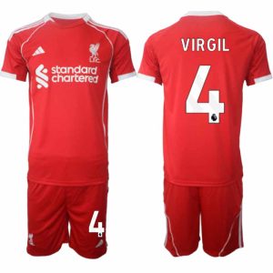 Liverpool Heren Thuistenue 2025/26 Virgil van Dijk 4 Korte Mouwen en Shorts