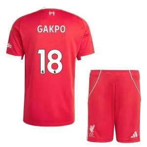 Liverpool Kinderen Thuistenue 2025/26 Cody Gakpo 18 Korte Mouwen en Broekje