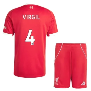 Liverpool Kinderen Thuistenue 2025/26 Virgil van Dijk 4 Korte Mouwen en Broekje