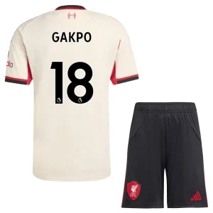Liverpool Kinderen Uittenue 2025/26 Cody Gakpo 18 Korte Mouwen en Broekje