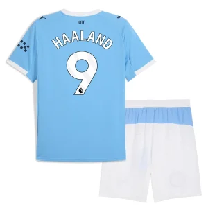 Manchester City Kinderen Thuistenue 2025/26 Erling Haaland 9 Korte Mouwen en Broekje