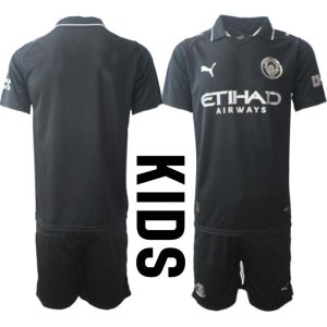 Manchester City Kinderen Uittenue 2025/26 Korte Mouwen en Broekje