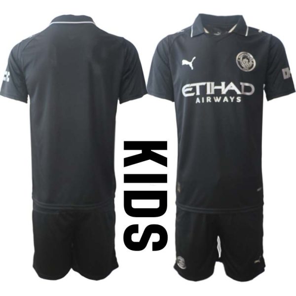 Manchester City Kinderen Uittenue 2025/26 Korte Mouwen en Broekje