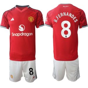 Manchester United Heren Thuistenue 2025/26 Bruno Fernandes 8 Korte Mouwen en Shorts