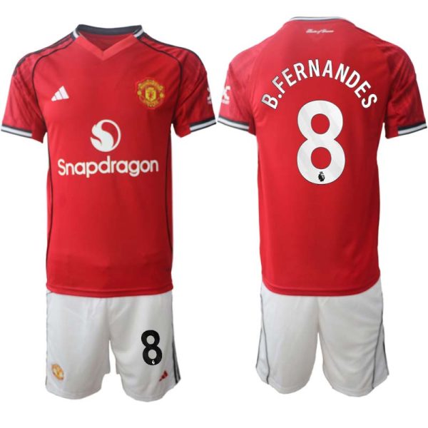 Manchester United Heren Thuistenue 2025/26 Bruno Fernandes 8 Korte Mouwen en Shorts