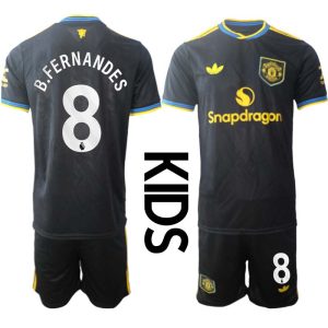 Manchester United Kinderen Derde Tenue 2025/26 Bruno Fernandes 8 Korte Mouwen en Broekje