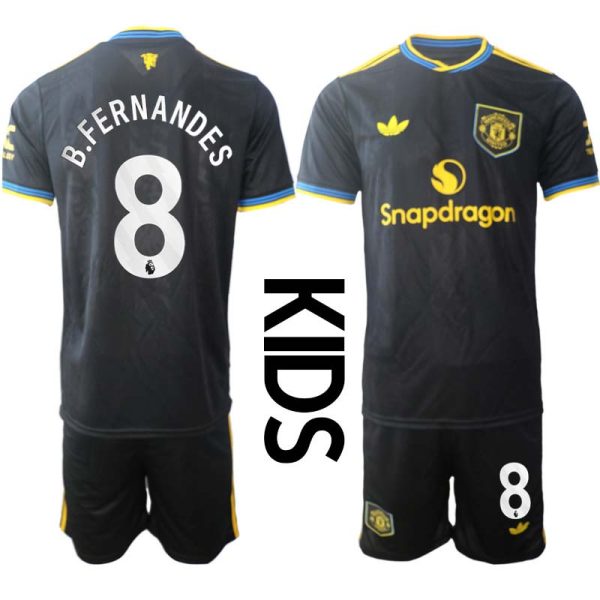 Manchester United Kinderen Derde Tenue 2025/26 Bruno Fernandes 8 Korte Mouwen en Broekje
