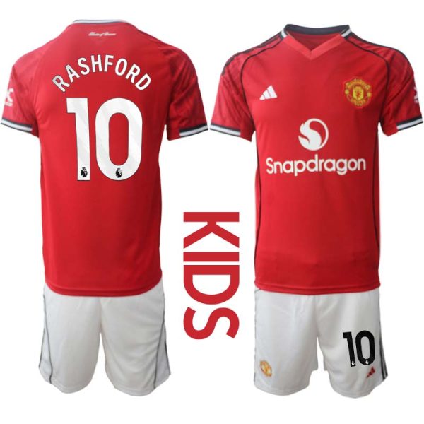 Manchester United Kinderen Thuistenue 2025/26 Marcus Rashford 10 Korte Mouwen en Broekje