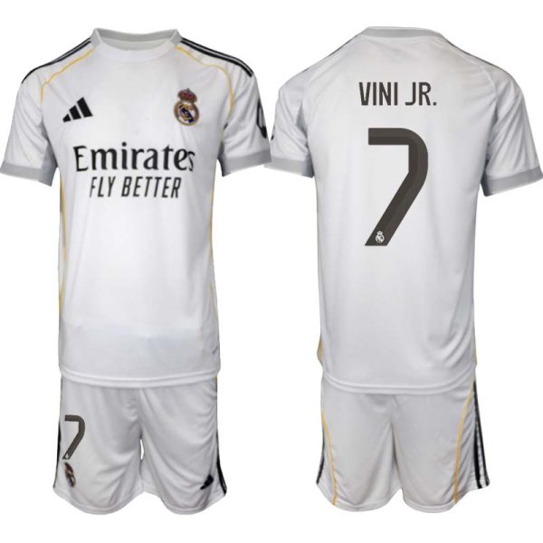 Real Madrid Heren Thuistenue 2025/26 Vinícius Júnior 7 Korte Mouwen en Shorts