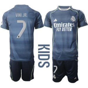 Real Madrid Kinderen Uittenue 2025/26 Vinícius Júnior 7 Korte Mouwen en Broekje
