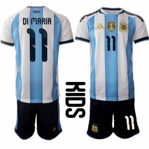 Argentinië 2026 WK Thuistenue Kinderen Angel Di Maria #11 Voetbalshirt + Shorts