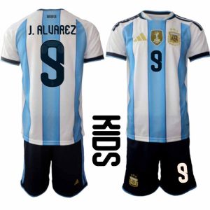 Argentinië 2026 WK Thuistenue Kinderen Julián Álvarez #9 Voetbalshirt + Shorts