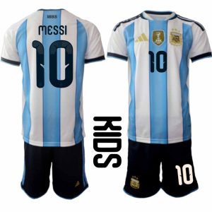 Argentinië 2026 WK Thuistenue Kinderen Lionel Messi #10 Voetbalshirt + Shorts