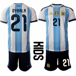 Argentinië 2026 WK Thuistenue Kinderen Paulo Dybala #21 Voetbalshirt + Shorts