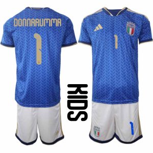Italië 2026 WK Thuistenue Kinderen Gianluigi Donnarumma #1 Voetbalshirt + Shorts