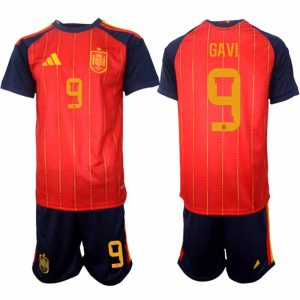 Spanje 2026 WK Thuistenue Heren Gavi #9 Voetbalshirt + Shorts