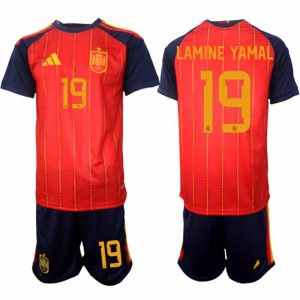 Spanje 2026 WK Thuistenue Heren Lamine Yamal #19 Voetbalshirt + Shorts