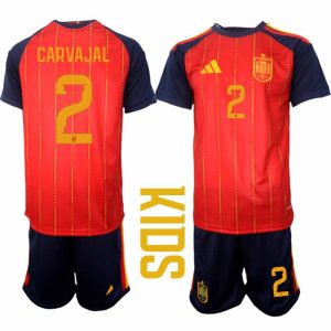 Spanje 2026 WK Thuistenue Kinderen Dani Carvajal #2 Voetbalshirt + Shorts