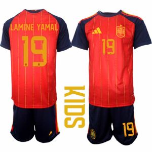 Spanje 2026 WK Thuistenue Kinderen Lamine Yamal #19 Voetbalshirt + Shorts