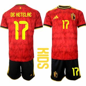 België WK 2026 Thuistenue Kinderen Charles De Ketelaere #17 Voetbalshirt + Shorts