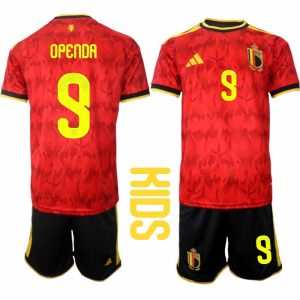 België WK 2026 Thuistenue Kinderen Loïs Openda #9 Voetbalshirt + Shorts