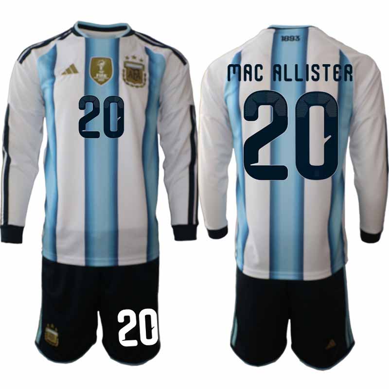 Argentinië WK 2026 Thuistenue voor Heren Alexis Mac Allister #20 Voetbalshirt met Lange Mouwen en Short