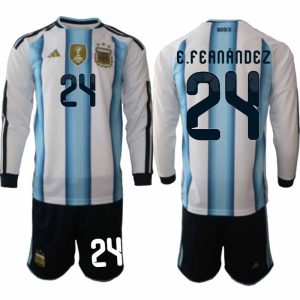 Argentinië WK 2026 Thuistenue voor Heren Enzo Fernández #24 Voetbalshirt met Lange Mouwen en Short