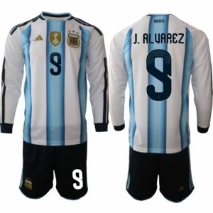 Argentinië WK 2026 Thuistenue voor Heren Julián Álvarez #9 Voetbalshirt met Lange Mouwen en Short