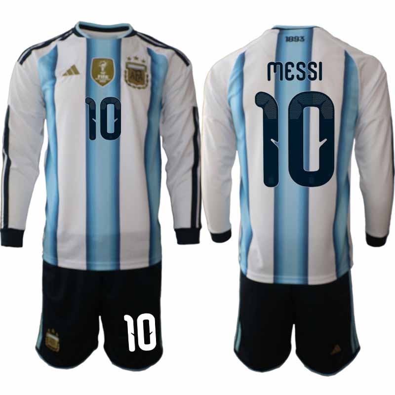 Argentinië WK 2026 Thuistenue voor Heren Lionel Messi #10 Voetbalshirt met Lange Mouwen en Short