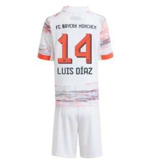Bayern Munich Luis Diaz #14 Uit tenue Kinder 2025-26 Korte Mouwen en Broekje