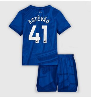 Chelsea Estevao Willian #41 Thuis tenue Kinder 2025-26 Korte Mouwen en Broekje