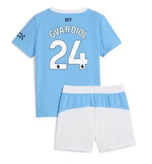 Manchester City Josko Gvardiol #24 Thuis tenue Kinder 2025-26 Korte Mouwen en Broekje Manchester City Josko Gvardiol #24 Thuis tenue Kinder 2025-26 Korte Mouwen en Broekje