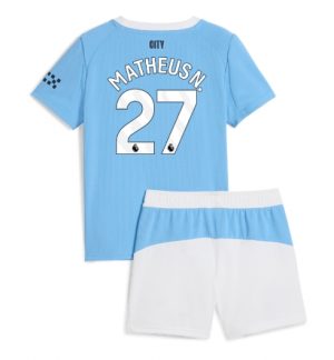 Manchester City Matheus Nunes #27 Thuis tenue Kinder 2025-26 Korte Mouwen en Broekje Manchester City Matheus Nunes #27 Thuis tenue Kinder 2025-26 Korte Mouwen en Broekje